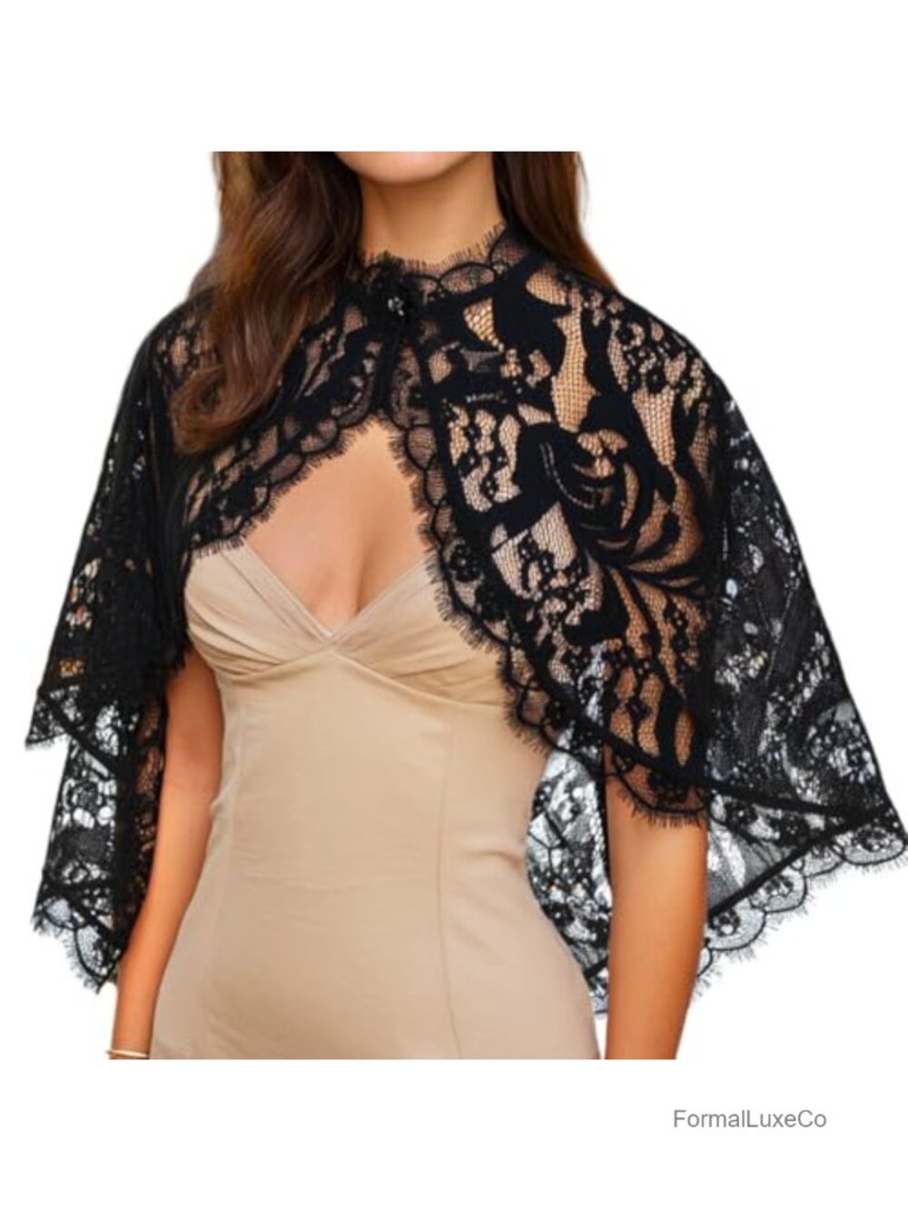 Lace Cape Flower Evening Shawl Floral Bolero for Women